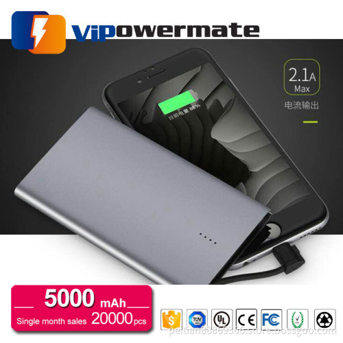 High quality mini pocket built-in micro usb portable li-polymer mobile power bank 5000mah with phone